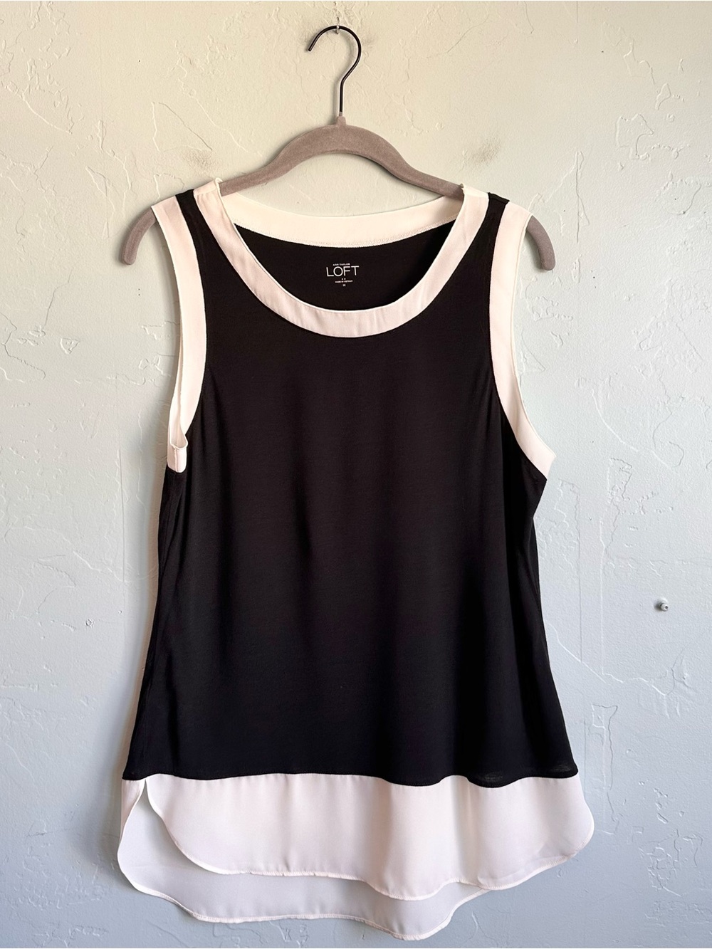 LOFT Black and White Layered Sleeveless Blouse